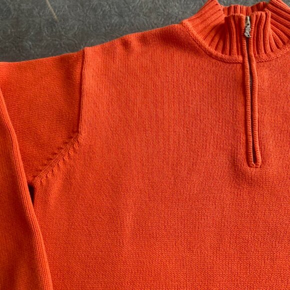 LAUREN RALPH LAUREN | Vintage Orange 1/4 Zip Cotton Knit Pullover Sweater Prep L - Picture 7 of 13